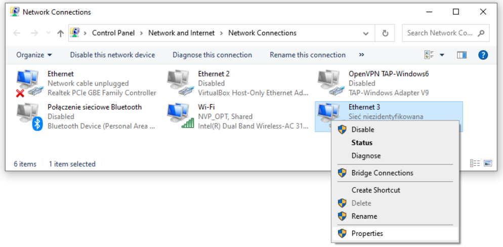 Configure static IP