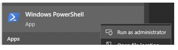 Open PowerShell as administrator